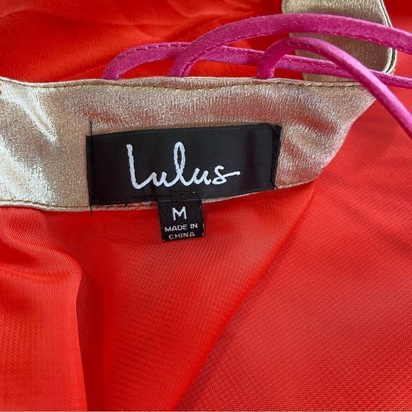 Lulus Bright On Coral Orange Pink Color Block Swing Dress MEDIUM - Picture 11 of 12